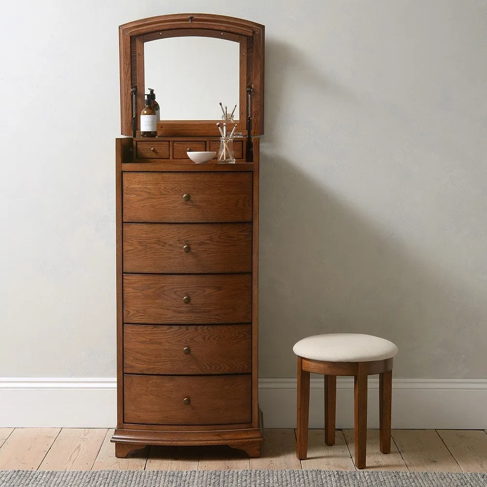 Vanity Tall Boy with Storage - Brown, Oak