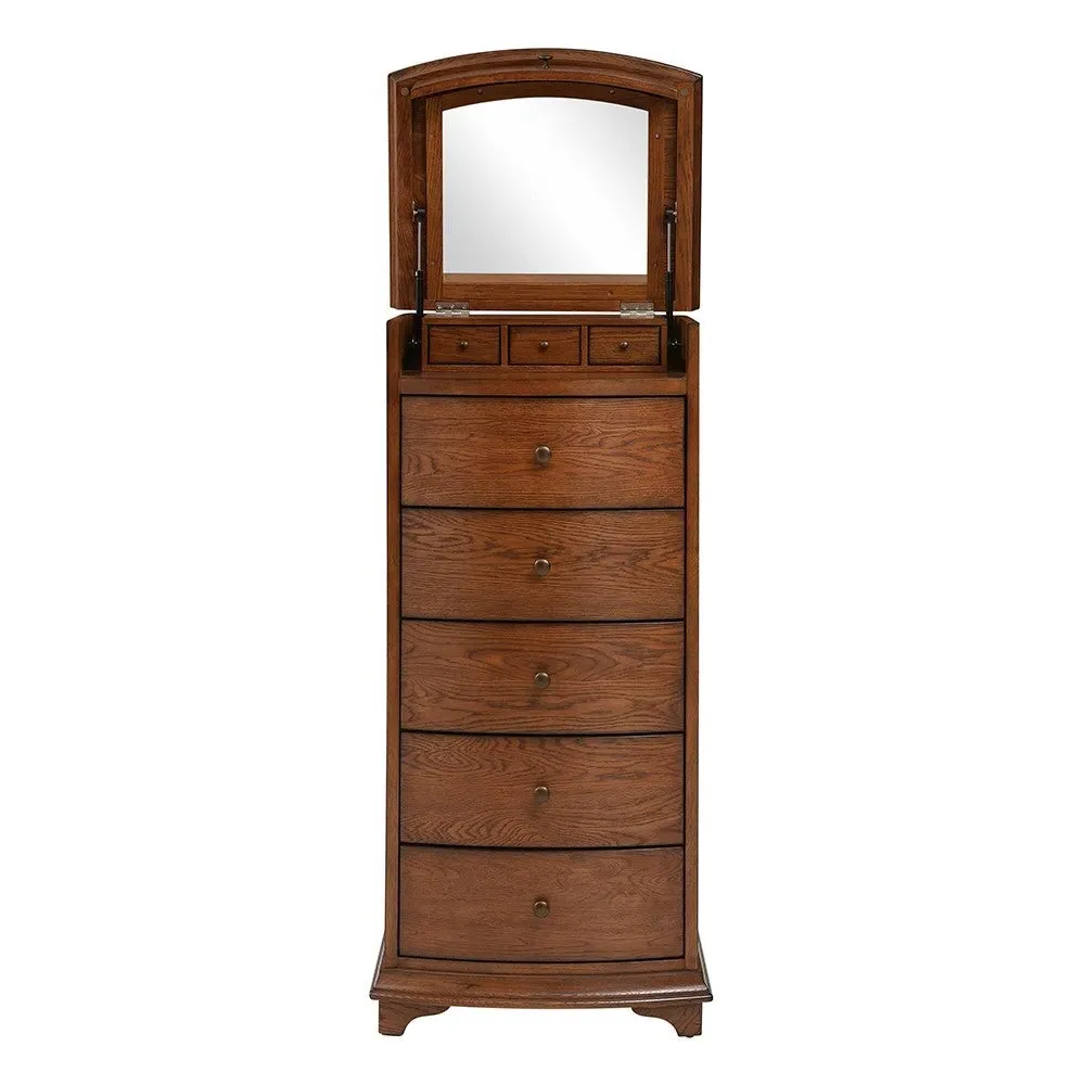 Vanity Tall Boy with Storage - Brown, Oak