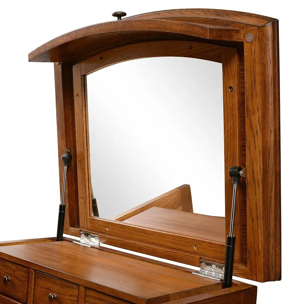 Vanity Tall Boy with Storage - Brown, Oak