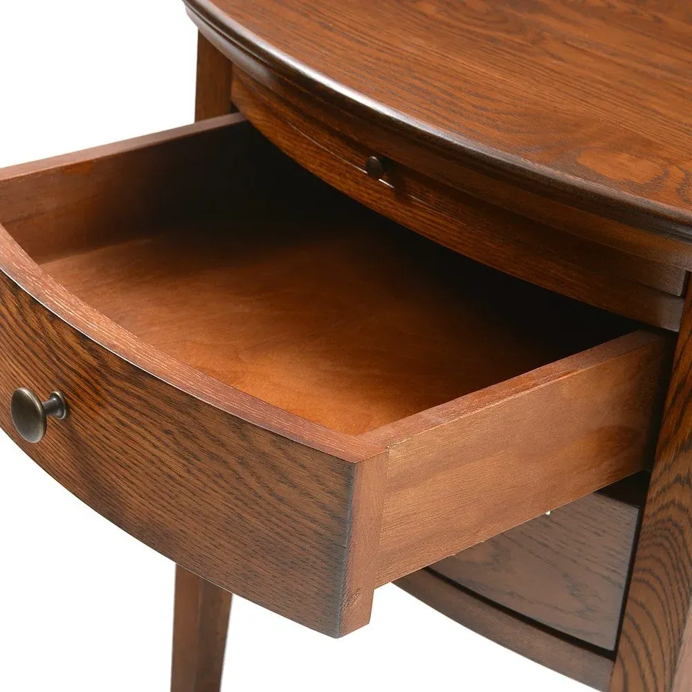 2 Drawer Bedside Table with Pull-Out Tray - Dark Oak by The Cotswold Company, image 11