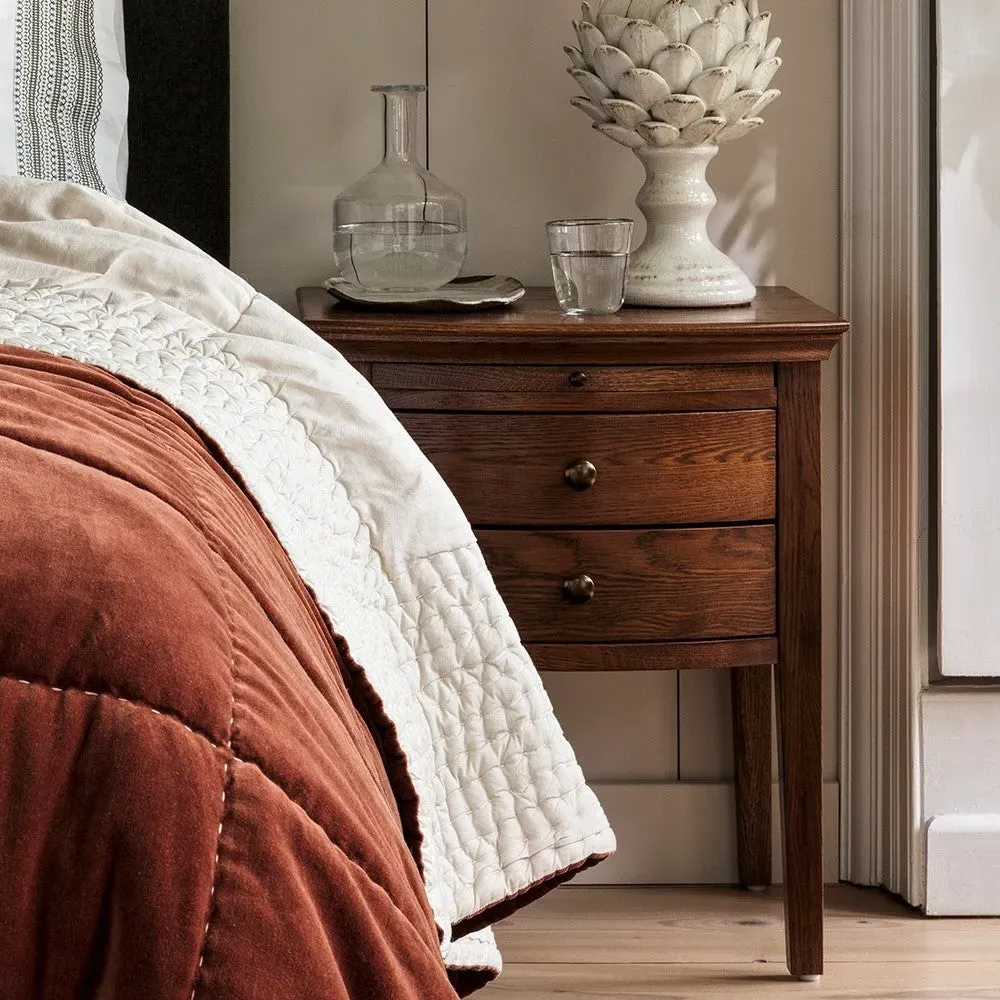 Winchcombe 2 Drawer Bedside Table with Tray - Brown, Oak image