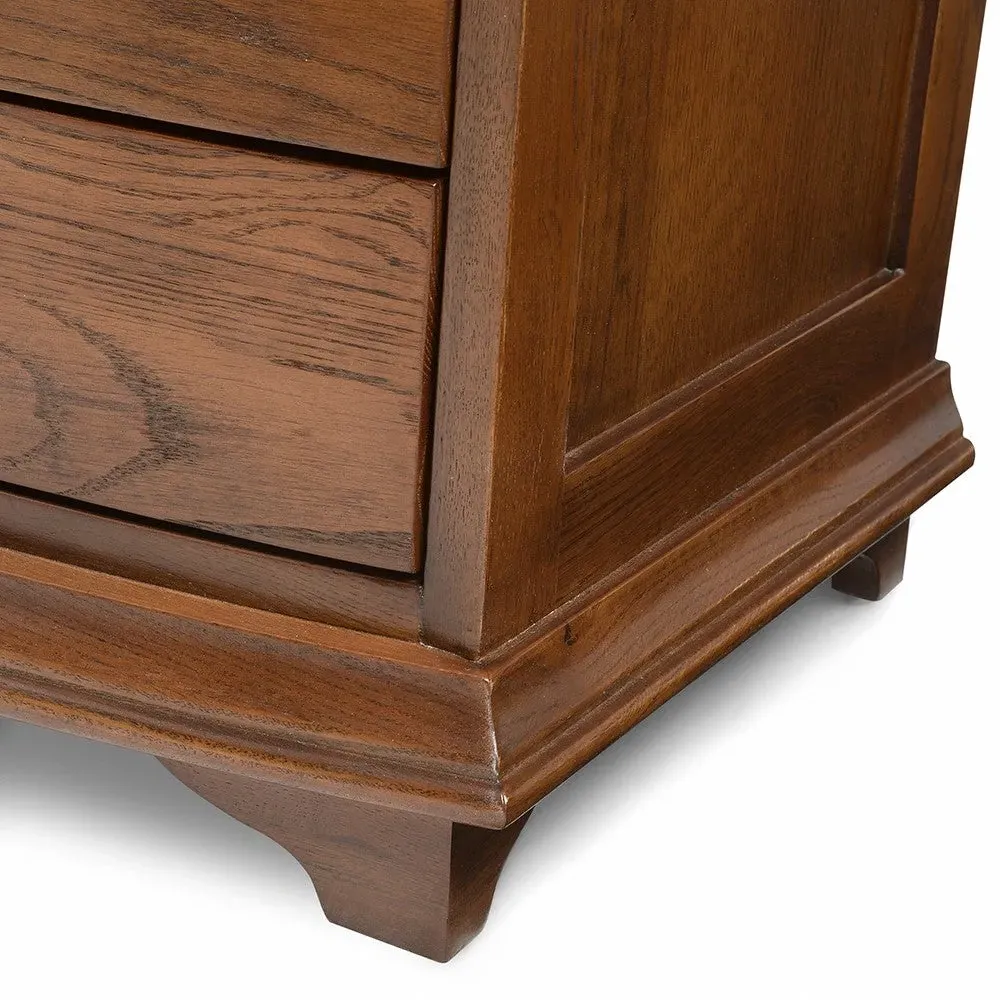 Winchcombe 3 Drawer Wide Bedside Table - Dark Oak