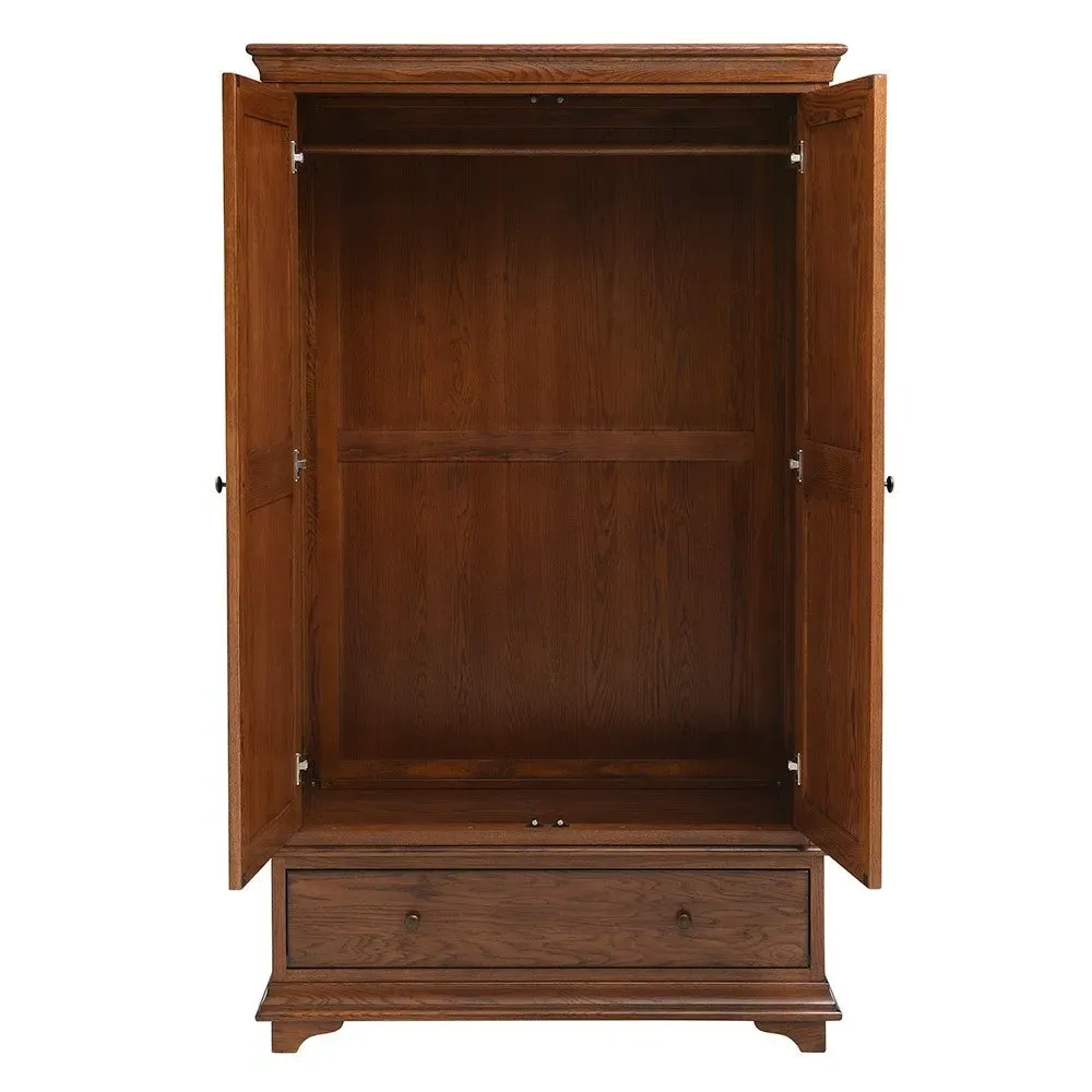 Winchcombe Double Wardrobe with Drawer - Dark Oak