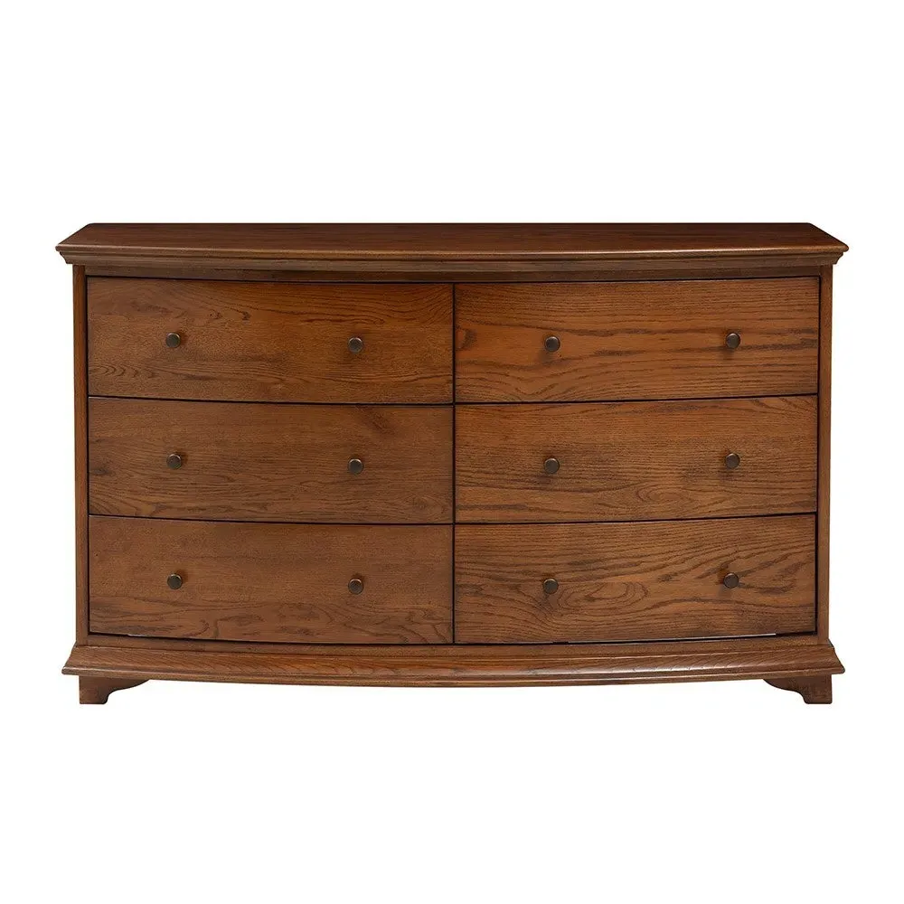 Winchcombe Low Wide 6 Drawer Chest - Brown, Oak