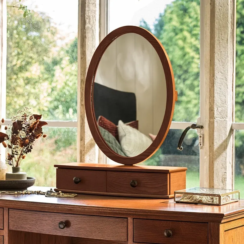 Winchcombe Vanity Mirror with Storage - Brown, Oak
