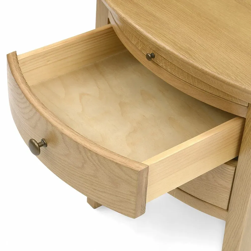 Set of 2 Nightstand with Drawer - Oiled Oak