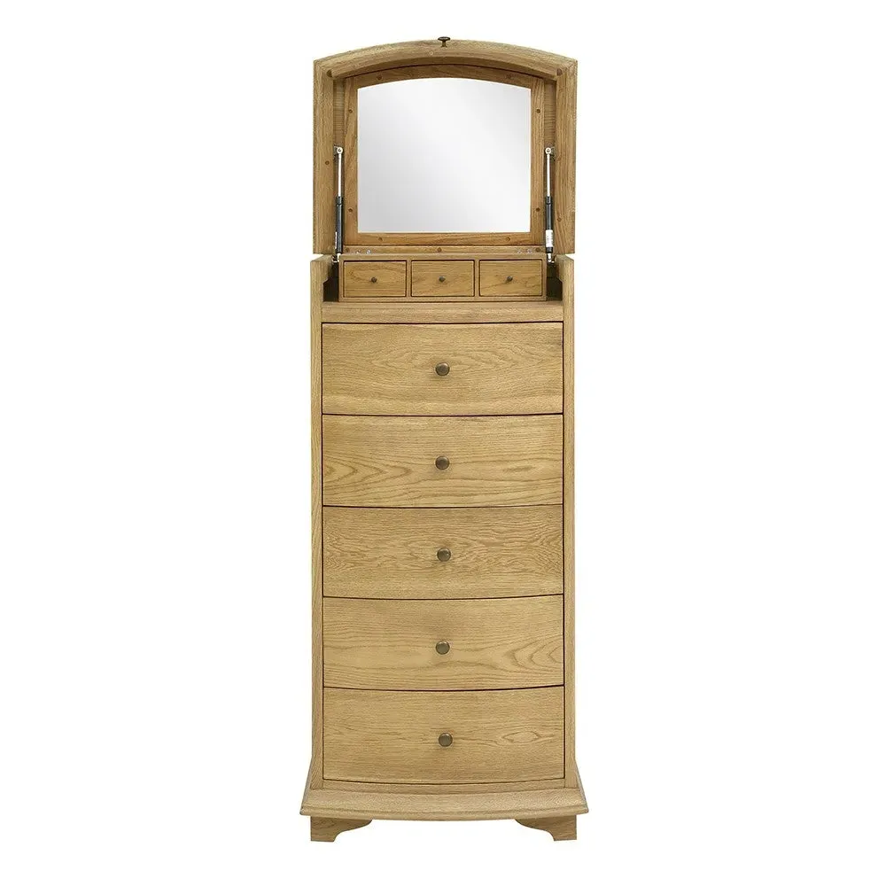 Vanity Tallboy with Storage - Oiled Oak