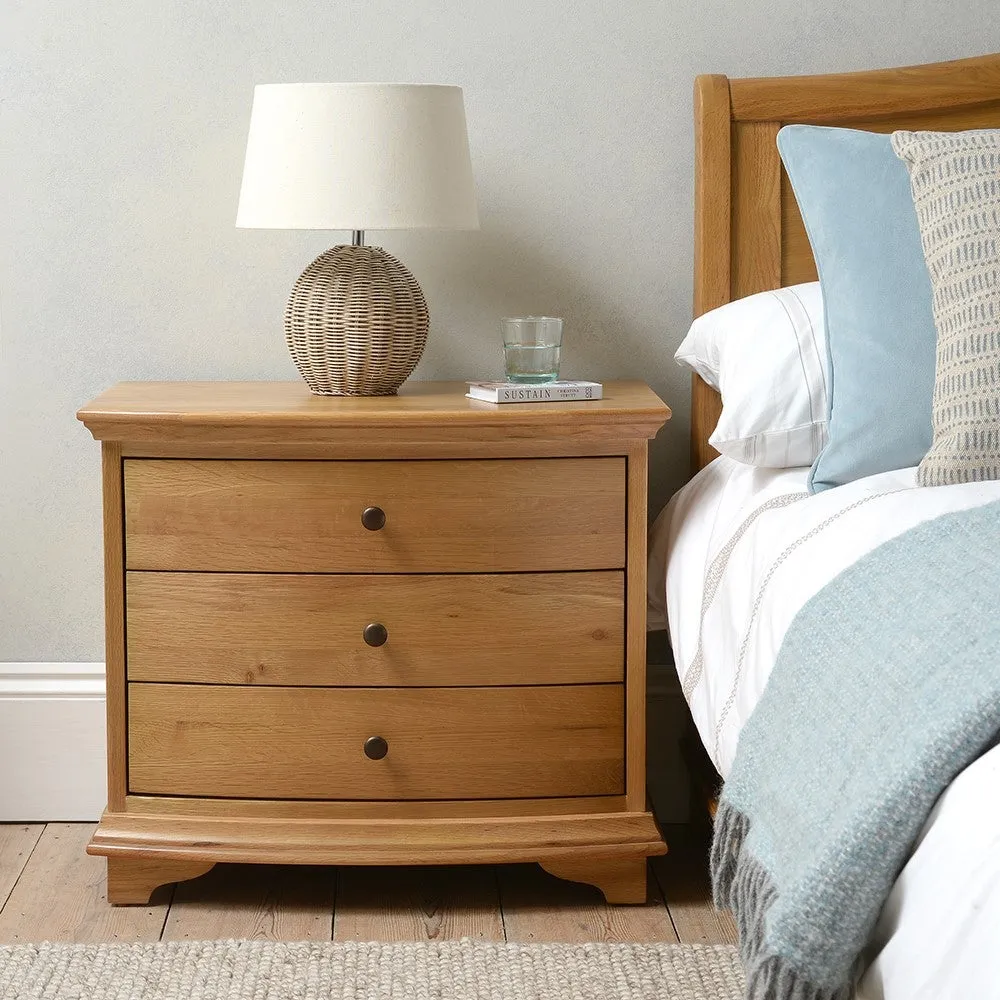 Winchcombe 3 Drawer Wide Bedside Table - Oiled Oak