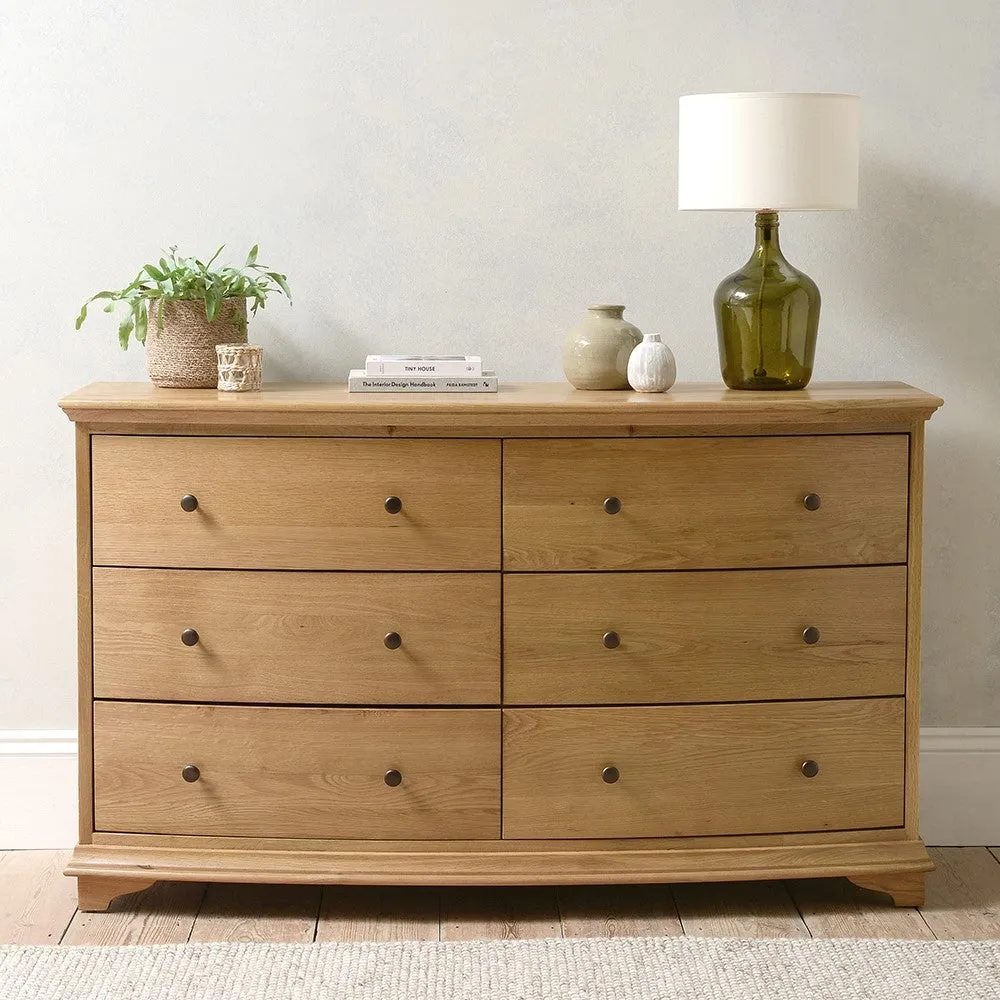 Winchcombe Low and Wide 6 Drawer Chest - Oiled Oak
