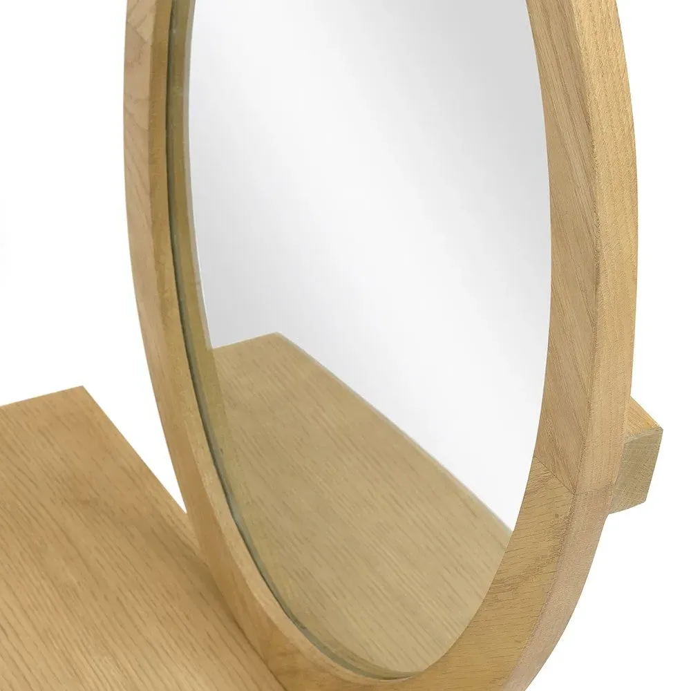 Winchcombe Vanity Mirror with Storage - Oiled Oak