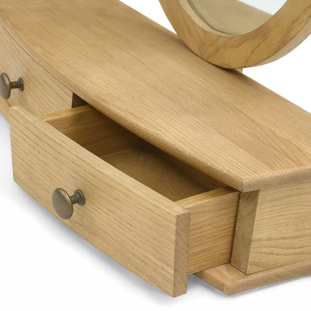 Winchcombe Vanity Mirror with Storage - Oiled Oak