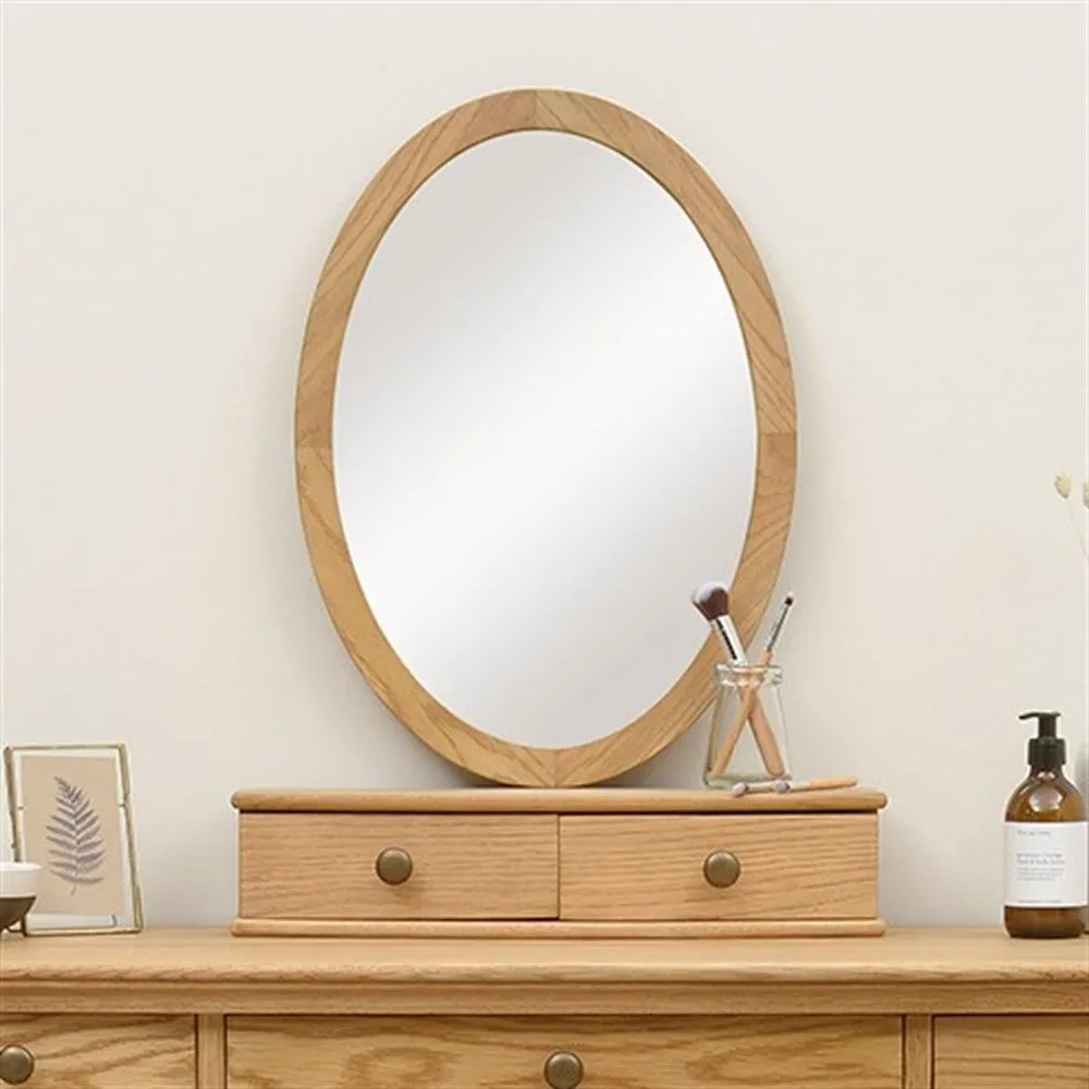 Winchcombe Vanity Mirror with Storage - Oiled Oak