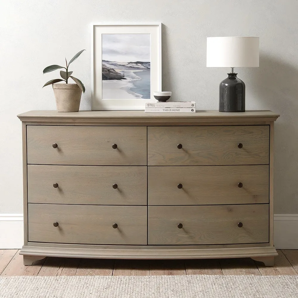 Low Wide 6 Drawer Chest - Brown, Oak