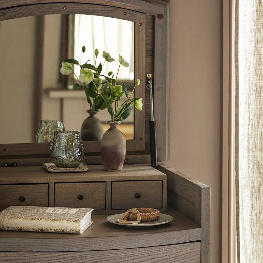 Vanity Tallboy with Storage - Smoked Oak