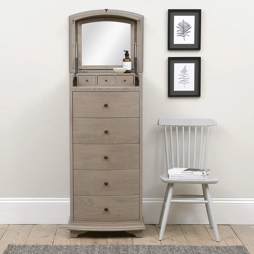 Vanity Tallboy with Storage - Smoked Oak