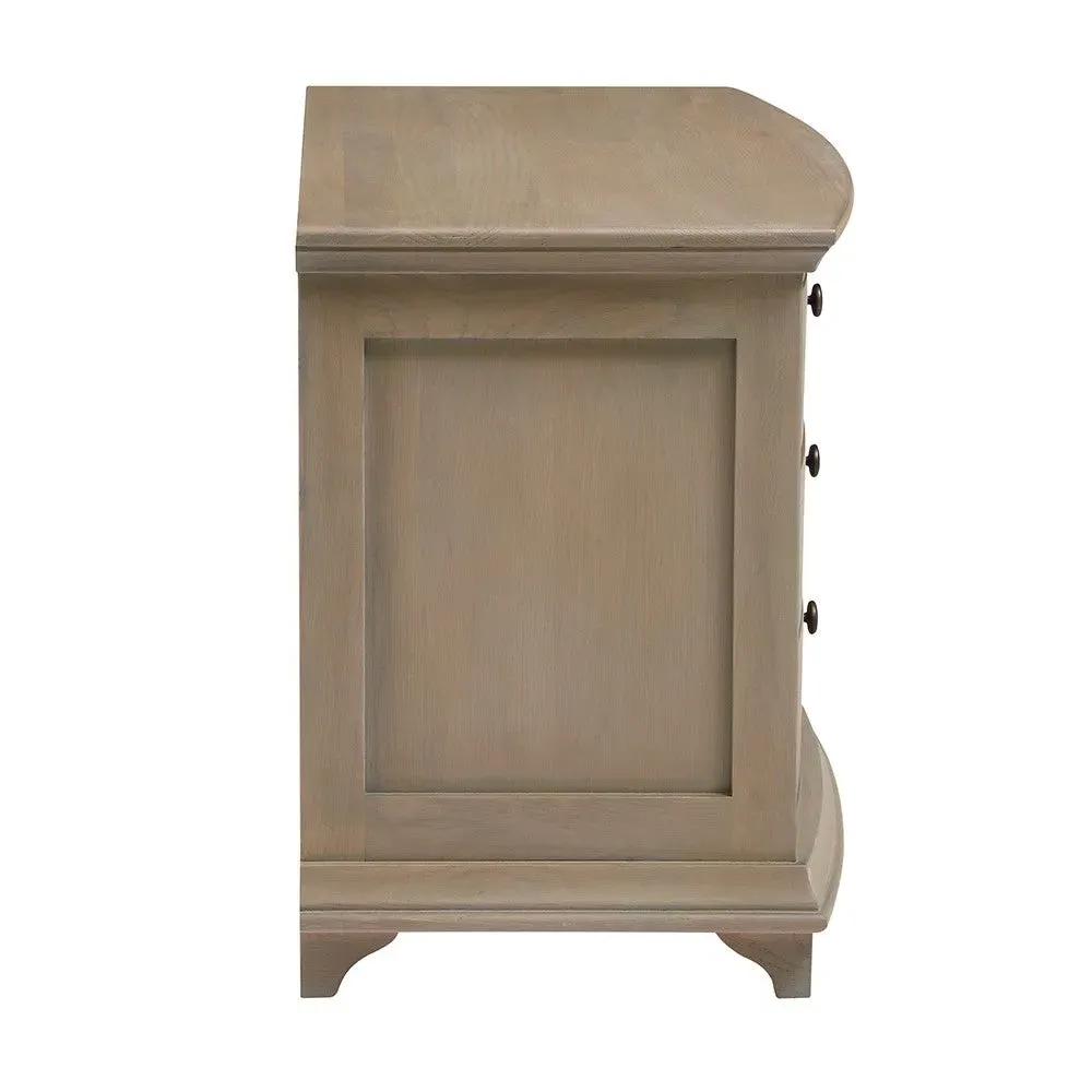 Wide 3 Drawer Bedside Table - Brown, Oak