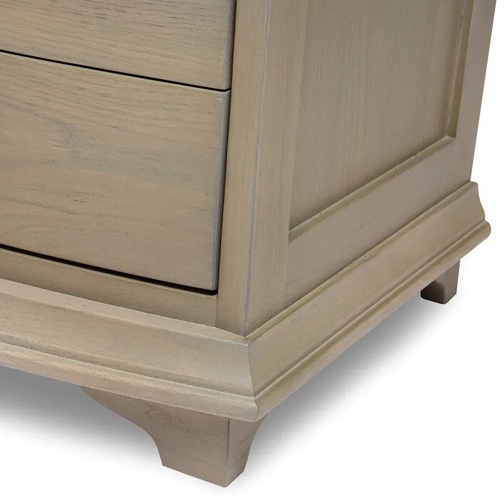 Wide 3 Drawer Bedside Table - Brown, Oak