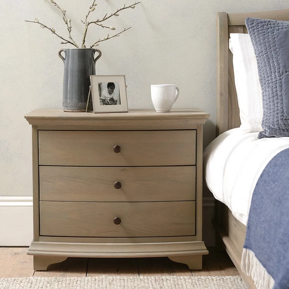 Wide 3 Drawer Bedside Table - Brown, Oak