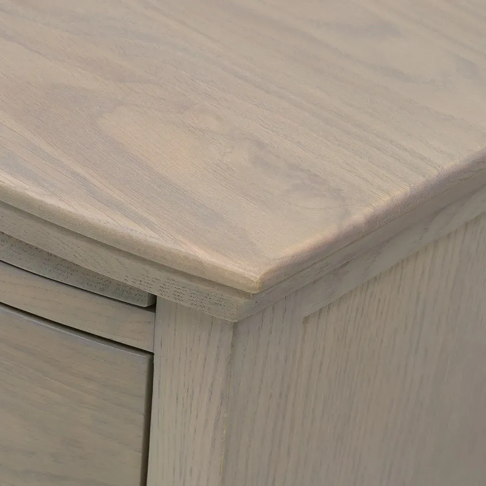 2 Drawer Bedside Table with Pull-Out Tray - Smoked Oak by The Cotswold Company, image 5