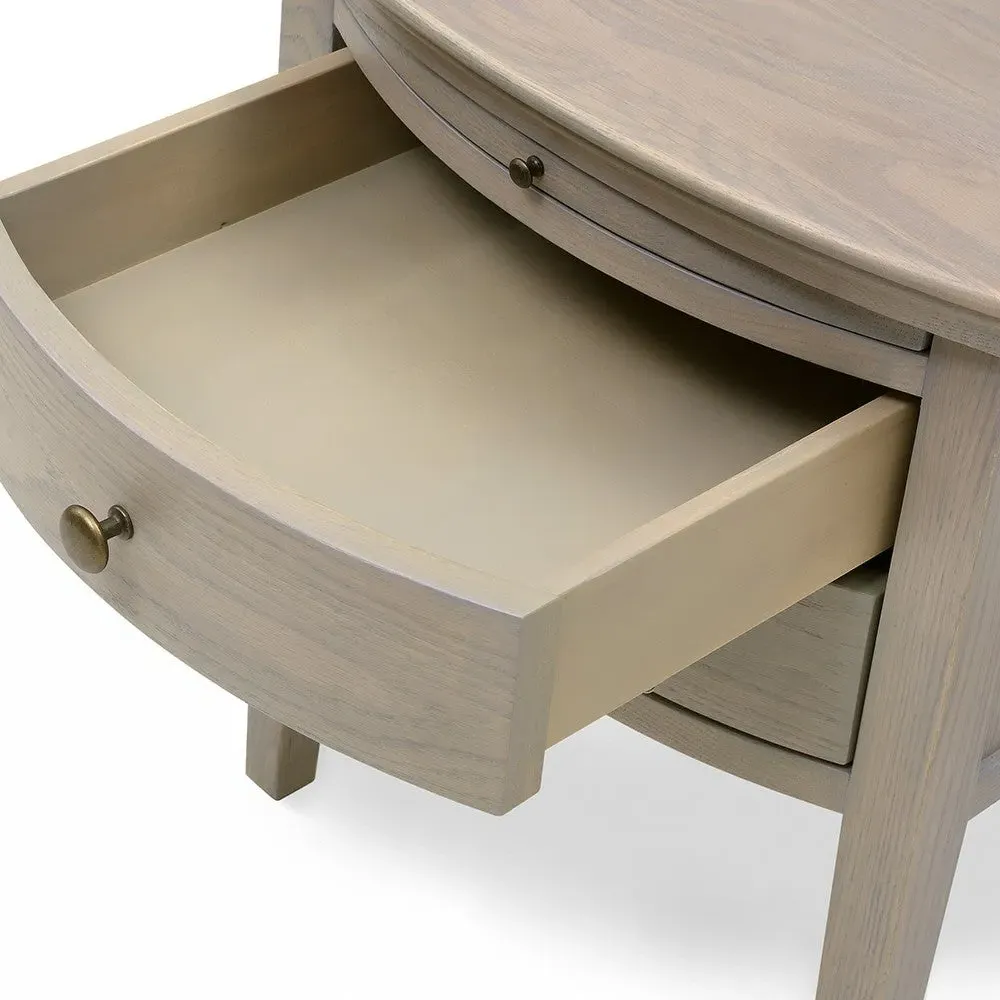 2 Drawer Bedside Table with Pull-Out Tray - Smoked Oak by The Cotswold Company, image 7