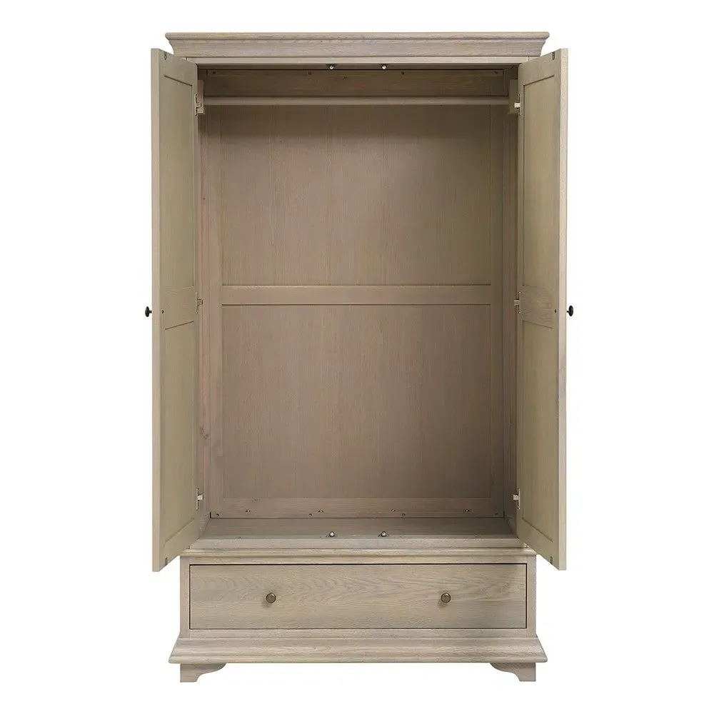 Winchcombe Double Wardrobe with Drawer - Smoked Oak
