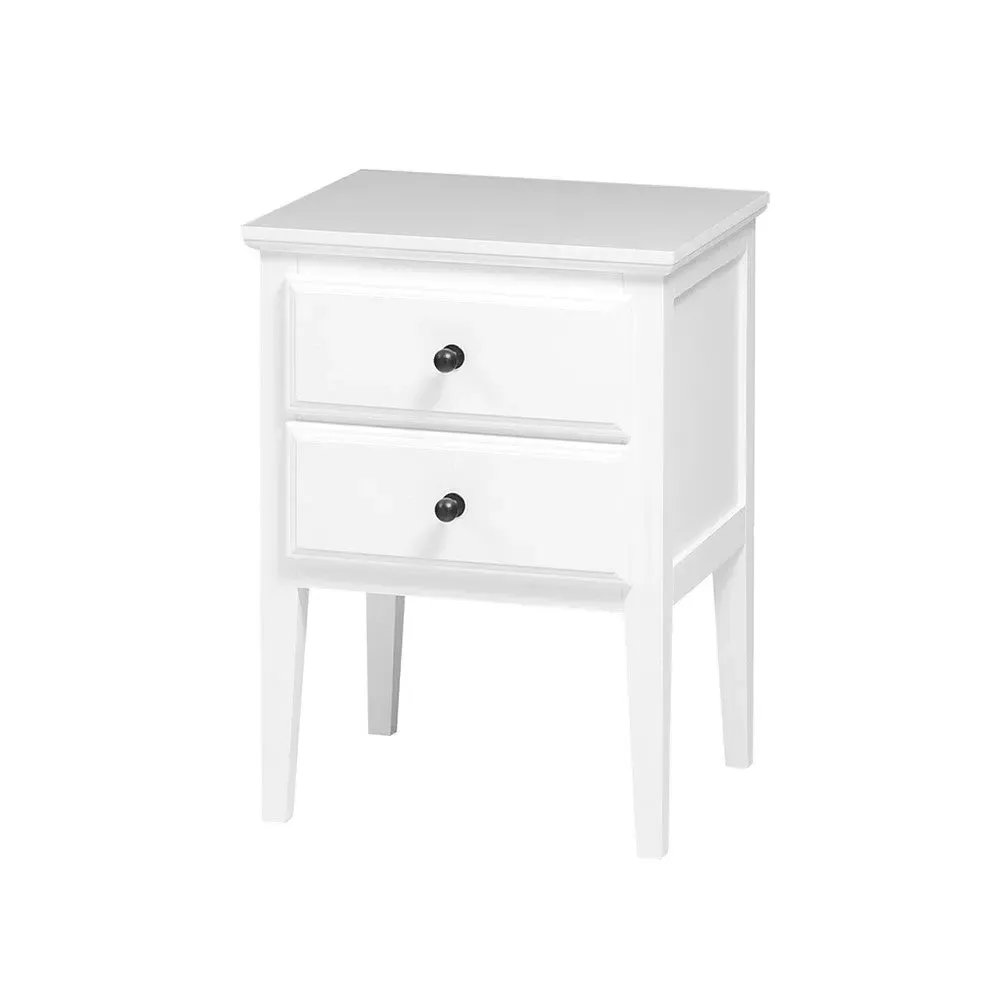 Bedside Table with Storage - White