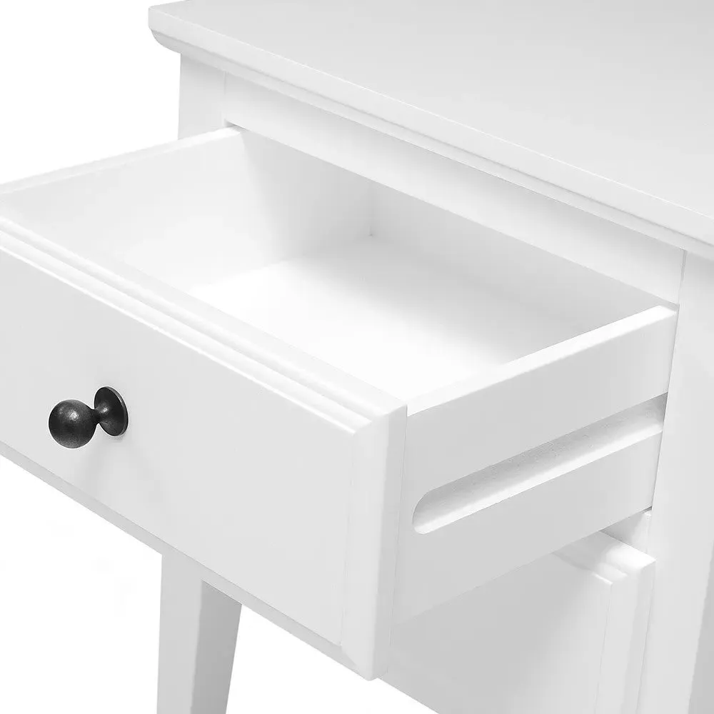 Bedside Table with Storage - White