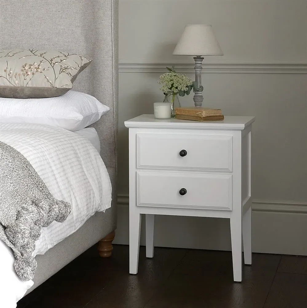 Bedside Table with Storage - White
