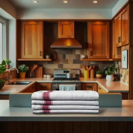 Kitchen Cloths with Herringbone Border - Cotton image