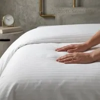 Sateen Stripe Microfibre Duvet Cover Set - White alternate view