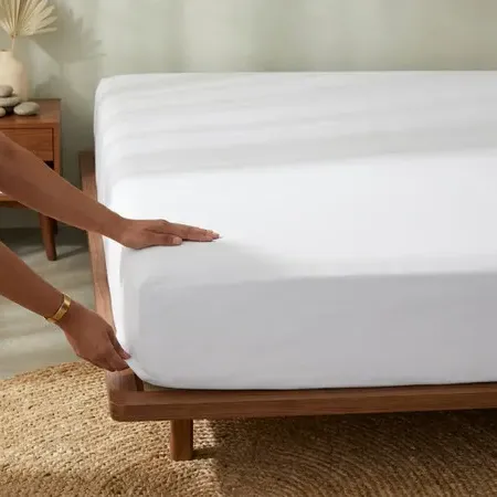 144TC Poly Cotton 9" Fitted Sheet - White product