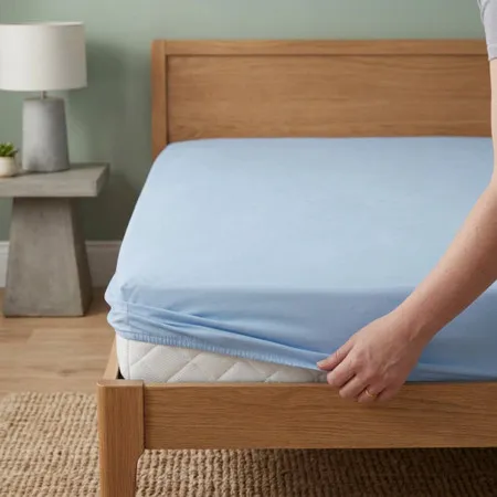 4ft Fitted Sheet 68 Pick - Light Blue, Polycotton product