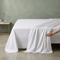 130TC Institutional Cotton Rich Single Flat Sheet - White alternate view