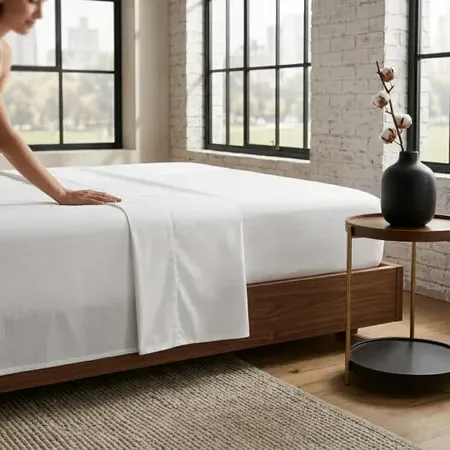 180TC Easy Iron Percale Flat Sheet - White, Poly-Cotton product