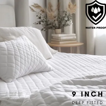 Deep Quilted Waterproof Fitted Mattress Protector - White product