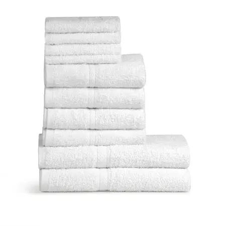 10-Piece Towel Set 450GSM - White, Cotton