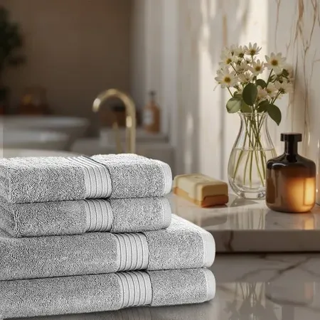 4-Piece Towel Set 700 GSM - White, Cotton image