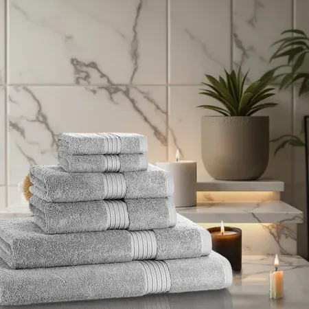 6-Piece Towel Set 700 GSM - White, Cotton