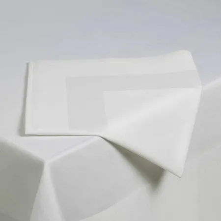 Damask Satin Band Napkins - White, Cotton product