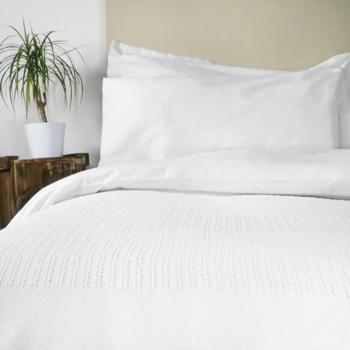 Single Thermal Blanket - White, Cotton by The Towel Shop