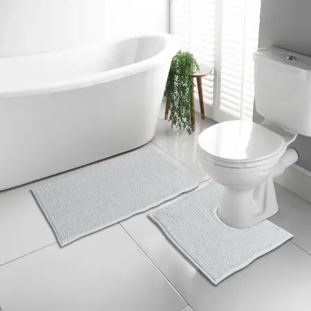 1000 GSM Chenille Bath Mat & Pedestal Set - Grey product