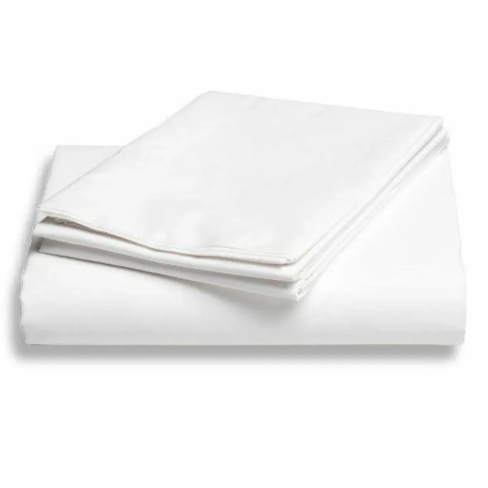 Double Fitted Sheet 200 Thread Count Percale - White, Cotton by The Towel Shop