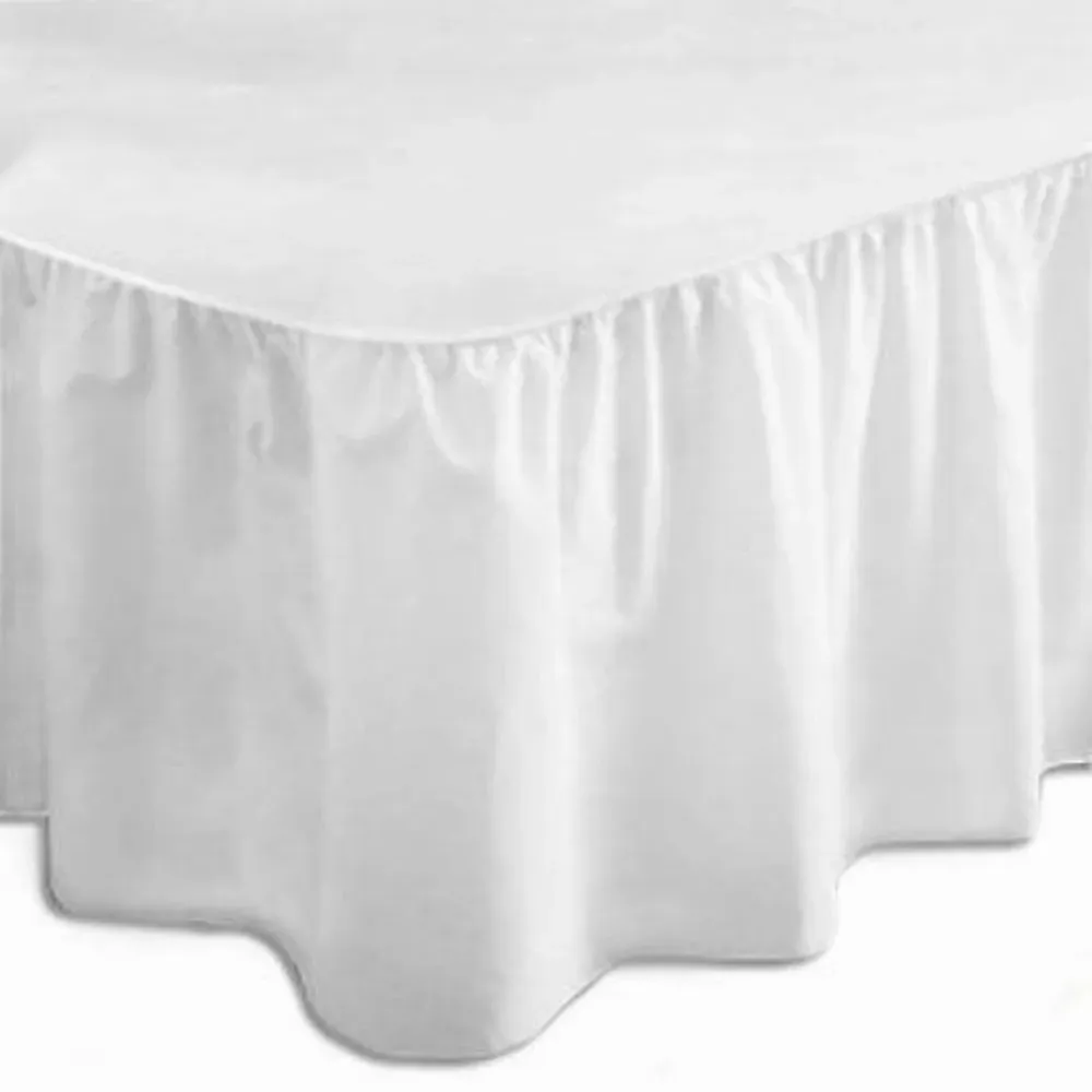 Double Base Valance Sheet - White, Polycotton by The Towel Shop