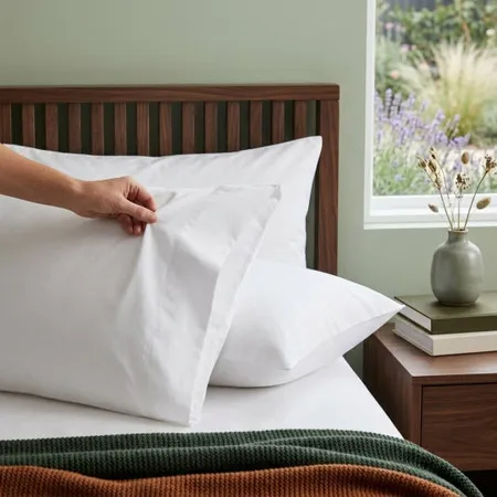 200TC Percale Pillowcases - White, Cotton product