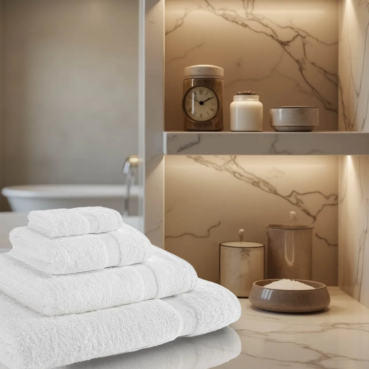 4-Piece Towel Bale Set 600GSM - Cream, Cotton by The Towel Shop