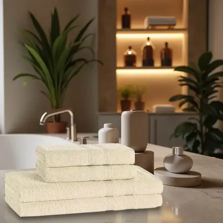 4-Piece Towel Bale Set 500GSM - Cream, Cotton image