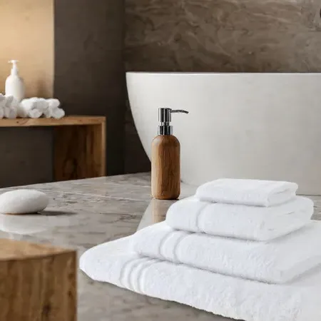 400 GSM Cotton Towel Set - White, Ring Spun image