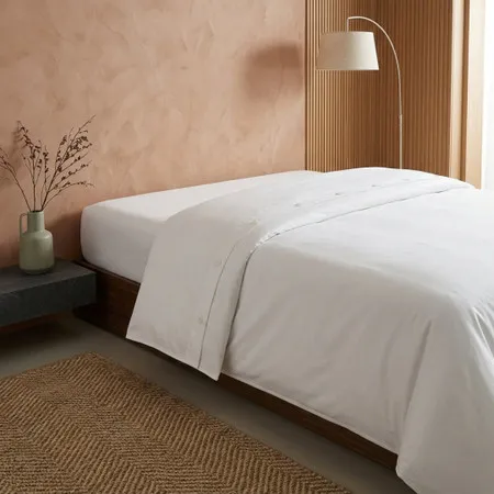 400TC Sateen Buttoned Duvet Cover Set - White, Cotton product