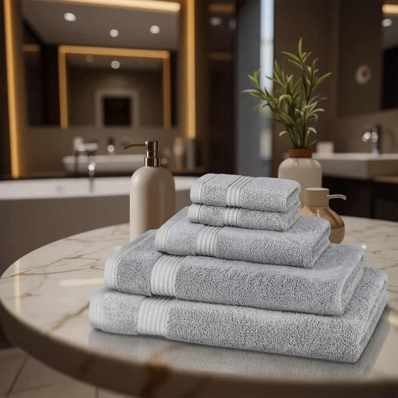 5 Piece Bamboo Towel Set 700GSM - White by The Towel Shop
