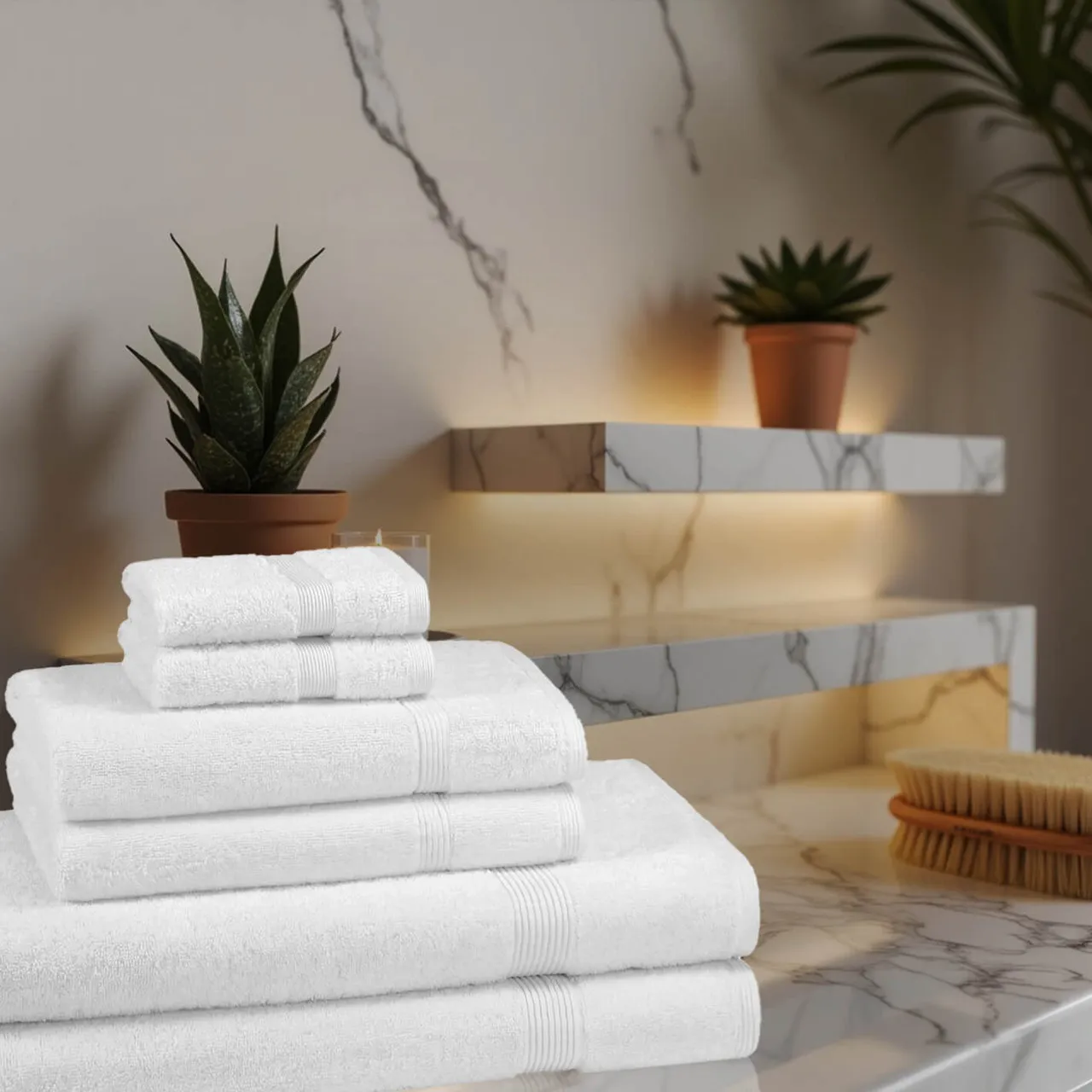 6-Piece Towel Bale Set 600 GSM - Cream, Cotton by The Towel Shop